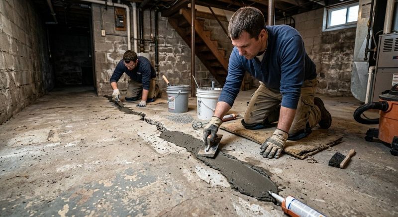 Cracked Basement Floor Repair in Hudson County, NJ