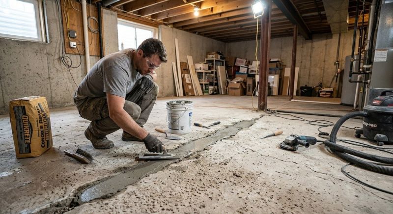 Cracked Basement Floor Repair in Hudson County, NJ